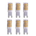 thumbnail image 1 of Paquete de 6 bombillas LED G9, equivalente a 5 W, bombillas halógenas G9 de 50 W, 400 lm, luz blanca cálida de 3000 K, sin parpadeo, CA 220-24, 1 of 4