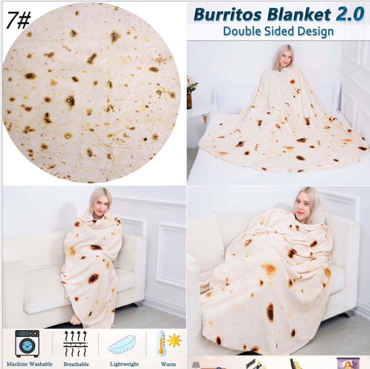Burritos Tortilla Blanket Double Sided Plush Blanket Giant Funny