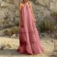 thumbnail image 2 of Vestidos para mujer Maxi vestido de moda bohemio con cuello en V suelto sin mangas sólido vestido de media pantorrilla Odeerbi  ODB-5, 2 of 8