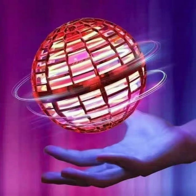 Boule Boomerang Aérienne Lumineuse RVB : Batterie Longue Durée Améliorée, Matériau PP Résistant aux Impacts, Maille Cryptée et Hélice Fermée pour un Vol Intérieur/extérieur Sécuritaire - Arrêt Automatique au Contact, 25 Min