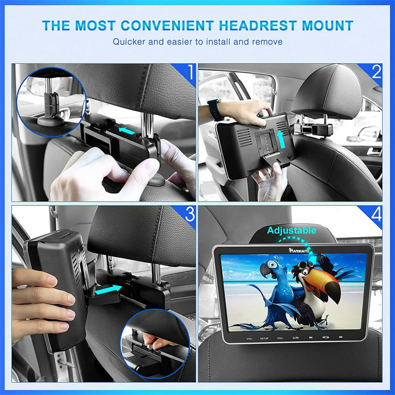Arafuna 12.5 Portable DVD Player for Car with Headphone, Car DVD Player  with Headrest Mount, Suction-Type Disc in, Support 1080P Video, HDMI Input