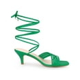 thumbnail image 3 of BLISSFUL STEP Square Toe Strappy Lace Up Kitten Heels Sandals for Women, 3 of 6