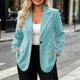 thumbnail image 5 of FDGIU Women's Vertical Pinstripe Single Button Blazer Jacket, Notched Lapel Long Sleeve Loose Fit Suit Coat with Flap Pockets for Office Business Casual Spring Fall Daily Layering, 5 of 7