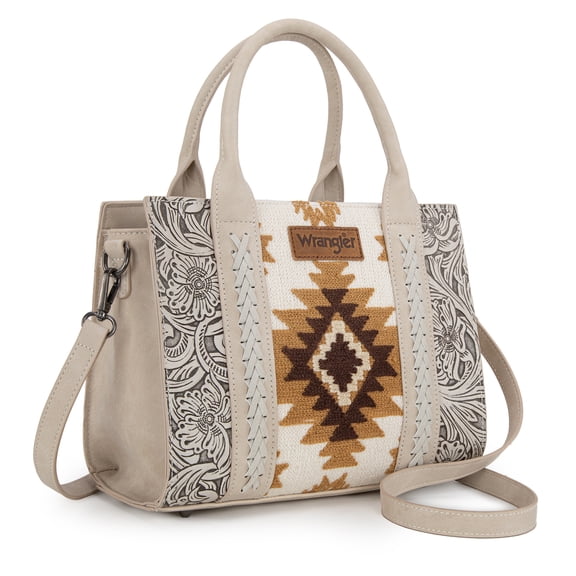 Montana West Wrangler Aztec Tote Bag for Women Western Shoulder Purse Stylish Top Handle Handbag, Beige