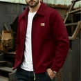 thumbnail image 2 of USNSM Men's Fleece Lined Jacket Casual Solid Color Warm Full Zip Up Thick Jacket Outwear Winter Long Sleeve Coat Jacket with Pocket Red M, 2 of 7