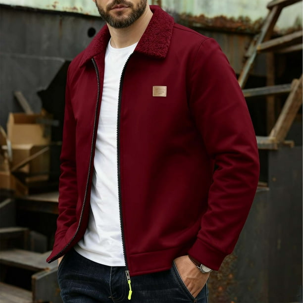 Ceisia Men's casual solid color zipper coat long sleeve outerwear Gift