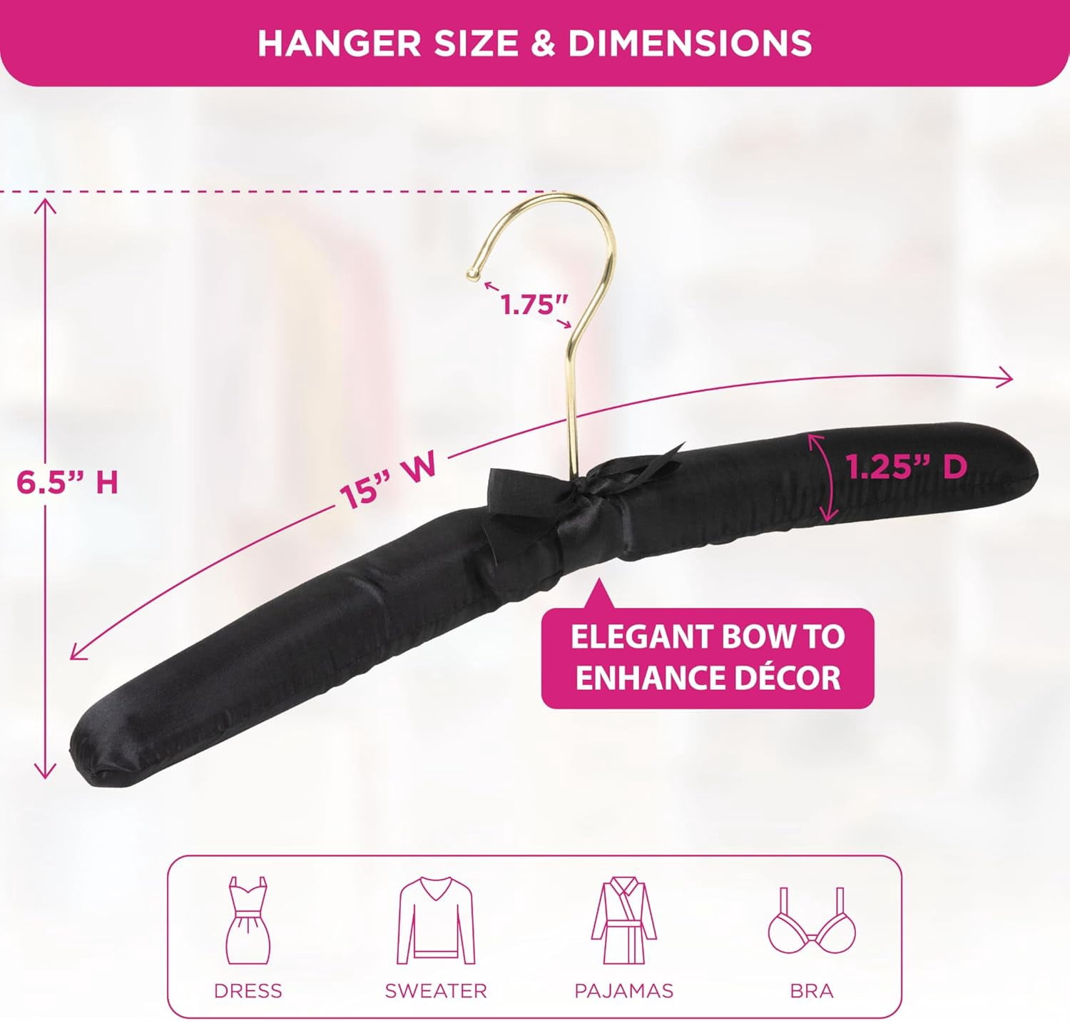 Premium Padded Hangers for Women’s Clothing - Set of 12 Non-Slip Fabric Hangers for Sweaters, Dresses, Coats, Wedding & Bride Hanger