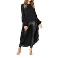 thumbnail image 4 of DYMADE Women Lantern Sleeve Chiffon Shirt Dress Irregular Ruffle Swing Blouse Tops, 4 of 4