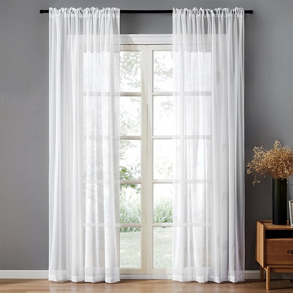 Dtwnek 2 Panels Sheer Curtains Rod Pocket Drapes Window Treatments Curtain for Yard, for Living Room, Bedroom, 54" x 95"