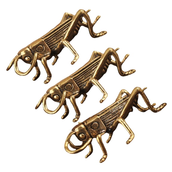 3pcs Retro Brass Cricket Statue Home Desktop Decoration Small Cricket-shape Figurine Vintage Brass Cricket Statue Brass Figurine Cricket-shape Statue Desktop Decor