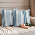 thumbnail image 2 of Blue Striped Outdoor Waterproof Pillow Covers, Modern Farmhouse Stripes Grey Decorative Square Throw Pillowcase Sofa Cushion Sham for Patio/Couch/Chair, 24"x24" 2 Pack, 2 of 8