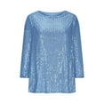 thumbnail image 6 of Womens Shirts Sequin Tops for Women Long Sleeve Blue Sparkly Tops for Women Shiny Top Womens Fancy Tops Womens Holiday Tops, 6 of 6
