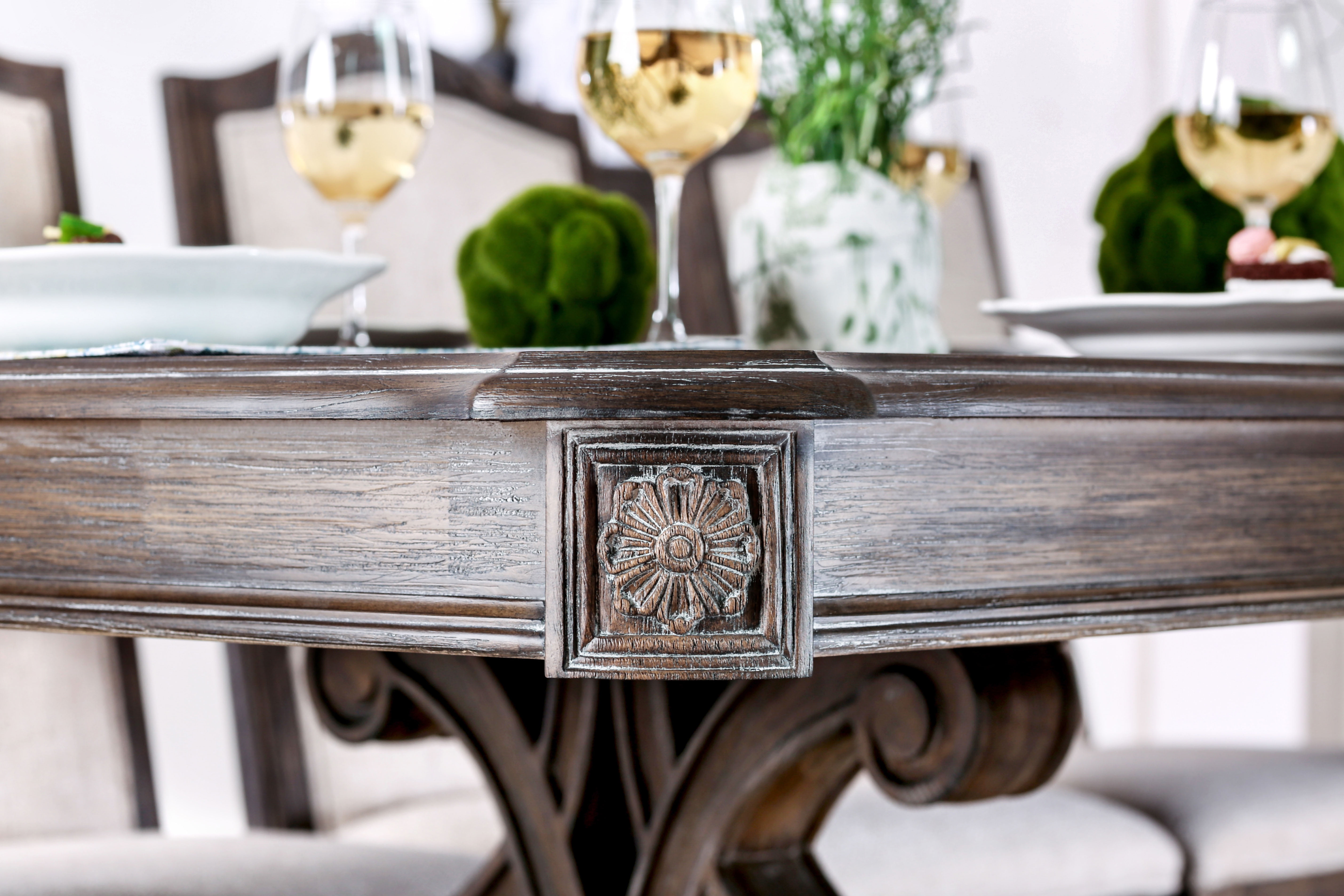 Furniture of America Ethelyn Wood Pedestal Dining Table, Natural Tone