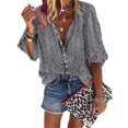 thumbnail image 1 of Blusa informal de manga larga con botones para mujer de talla grande ABlueXL, 1 of 2