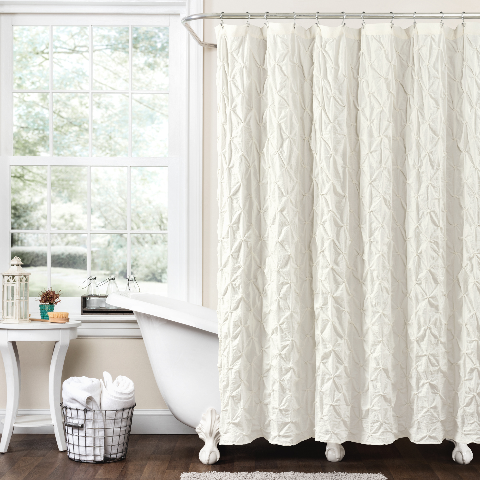 Lush Decor Ivory Ravello Pintuck Textured Shower Curtain, 72" x 72