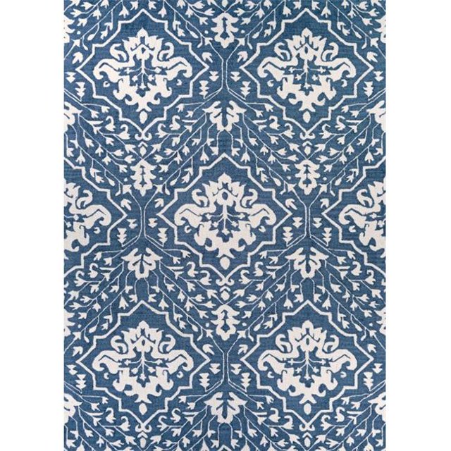 Couristan 30640362050080T 5 x 8 ft. Crawford Contempogarden Hand Crafted Rectangle Area Rug - Herring Blue