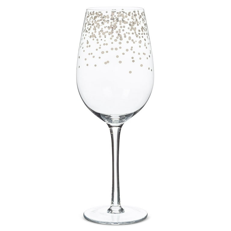 Wine glass hand blown goblet 16oz Confetti Swirl