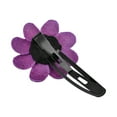 thumbnail image 3 of Purple Floral Barrette Genuine Leather Hair Pinch Clip, 3 of 5