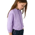 thumbnail image 6 of Girls Gingham Print Lightweight Jacket Zip Up Bomber Windbreaker for Kids Spring Fall Casual Outerwear Purple,Size 1-2T, 6 of 7