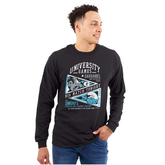 Gargamel vs Smurf University Games Long Sleeve TShirt Men Women Brisco Brands S