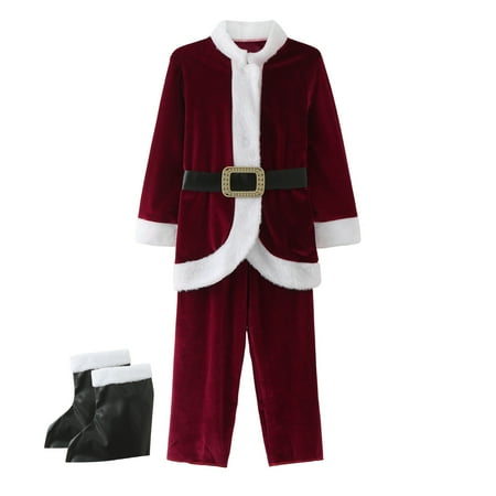 

YDOJG Outfit Set for Toddler Boys Girls Christmas Suit Santa Party Dress Hat Belt 5Pcs Set Outfits Long Sleeve Red 11-14 Years