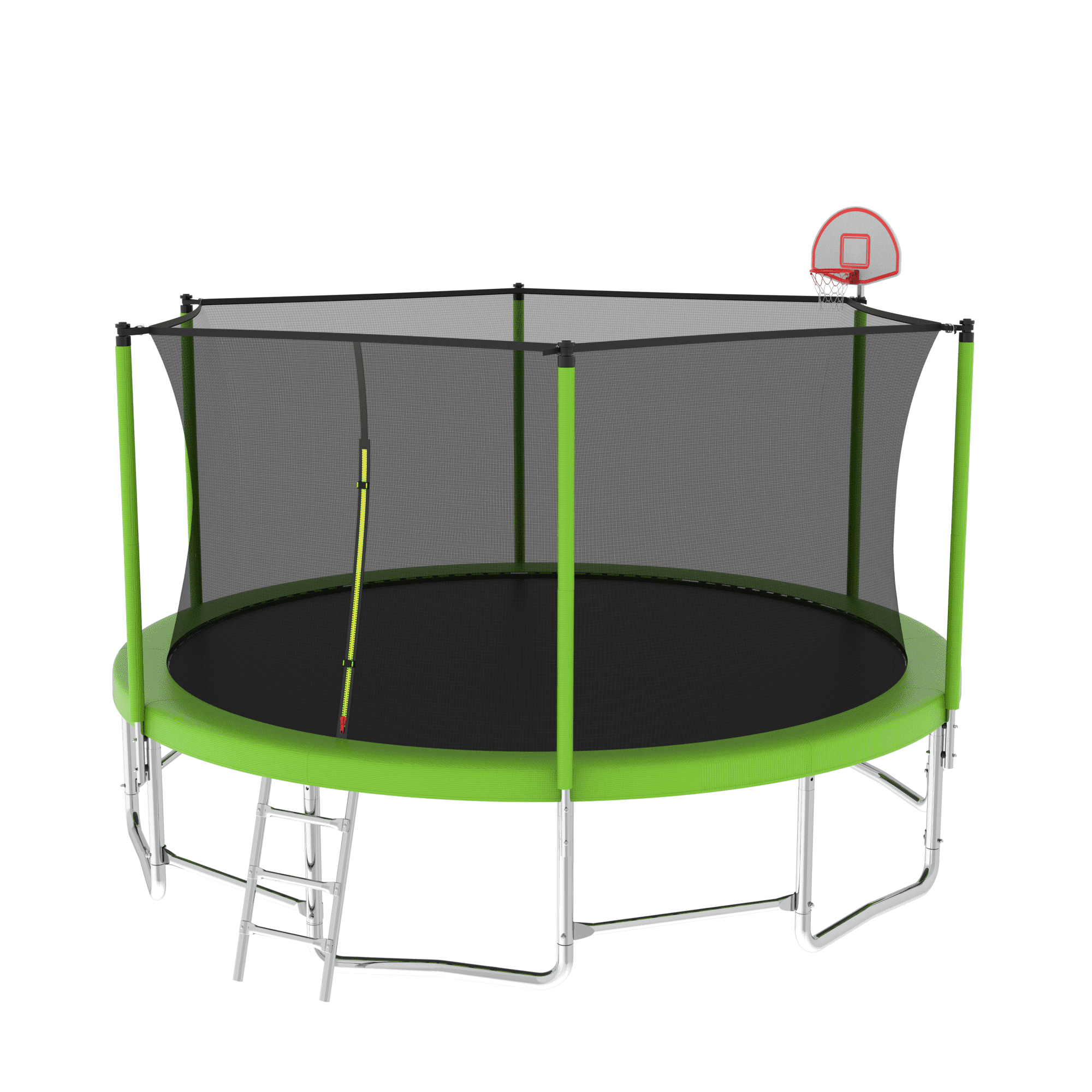 Leumius 16FT Trampoline with Basketball Hoop,Heavy-Duty Outdoor Trampoline with Enclosure Net,Upgraded Kids Recreational Trampoline for Kids and Adults,Green