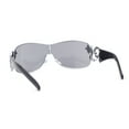 thumbnail image 4 of Womens Coy Metal Jewel Designer Fashion Shield Wrap Sunglasses Silver - Black, 4 of 4