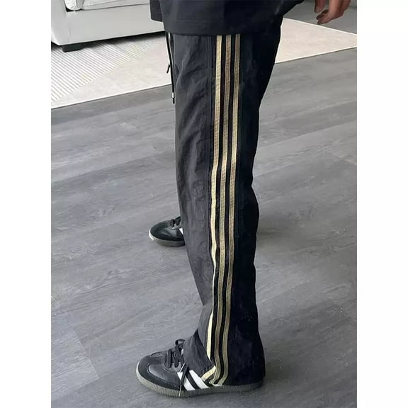Men's black striped casual pants