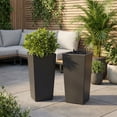 thumbnail image 3 of JoanKaren 22.5 Inch Tall Planters Set of 2,Indoor＆ Outdoor Self Watering Pot,High Front Porch Planter Pots with Drainage Holes＆Water Level Monitor＆Inner Bucket,Black, 3 of 10