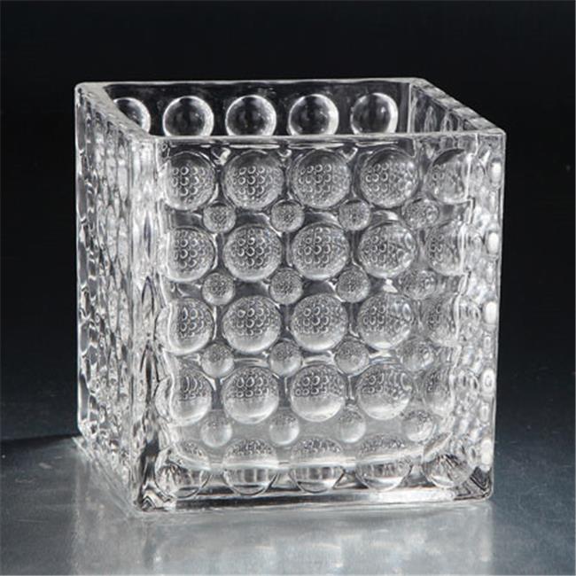 Diamond Star 74108 6 x 6 x 6 in. Square Glass Candle Holder, Clear