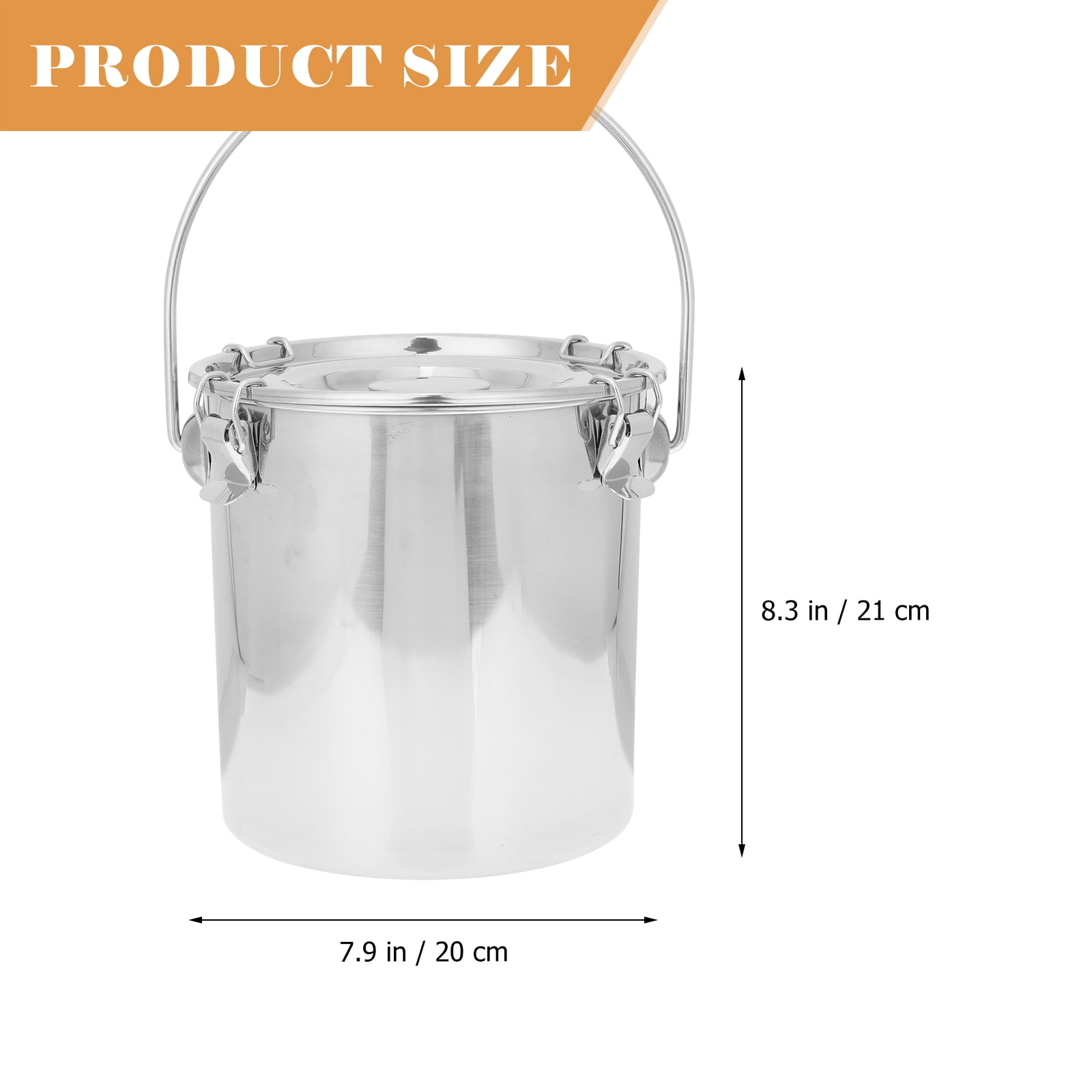 HONMEET Portable Airtight Stainless Steel Bucket  Round Silver Fire Extinguishing for Camping Kitchen