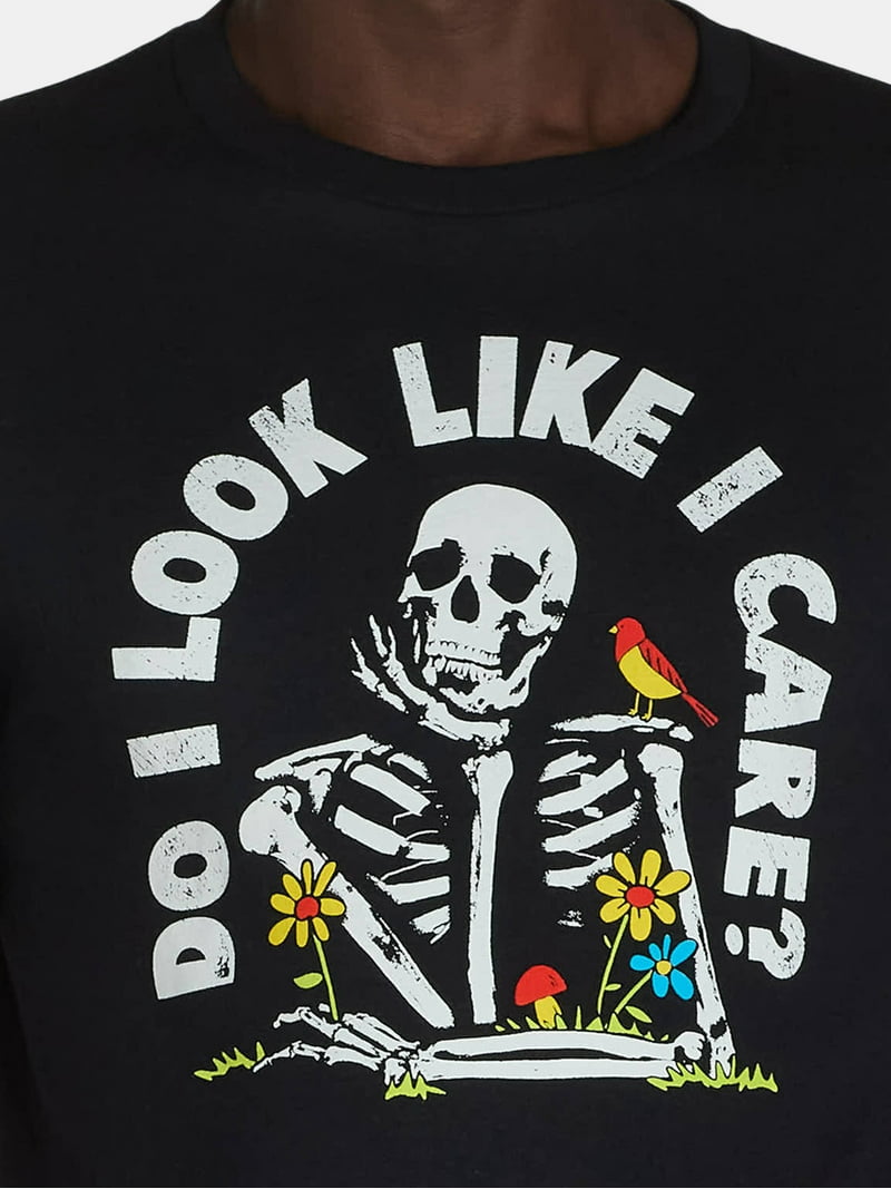 Humor Men's and Big Men's Do I Look Like I Care Skeleton Graphic