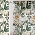 thumbnail image 2 of Vargottam Peony Botanical Print Sheer Georgette Curtains for Windows & Small Doors - Set of 2 Panels, 72" Long, Grommet Top, Printed Light Filtering Drapes for Living Room or Study, 2 of 9
