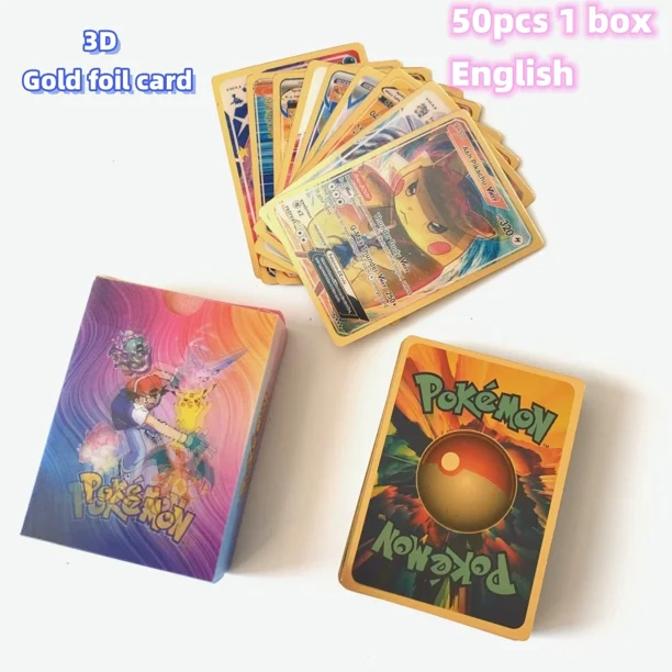 27/55Pcs3D Shining Rainbow Cards English Vmax Gx Charizard Pikachu Trading Game Collection Battle Card Children Gift