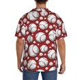 thumbnail image 3 of Xecao Cute Baseball Pattern Men's Short-Sleeve Cuban Collar Button-Down Shirt with Chest Pocket Lightweight Tropical Vacation Shirt-3X-Large, 3 of 5