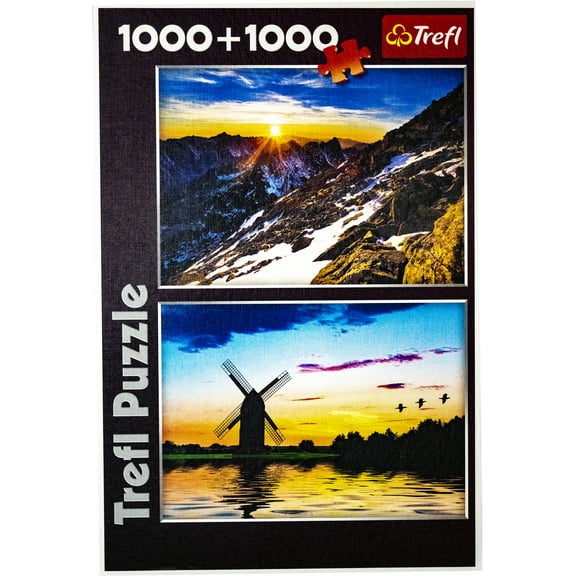 Trefl Jigsaw 1000pc Puzzle Combo - A View from the Top of the Rysy Peak & A Landscape at Sunset - (1000   1000 Pieces)