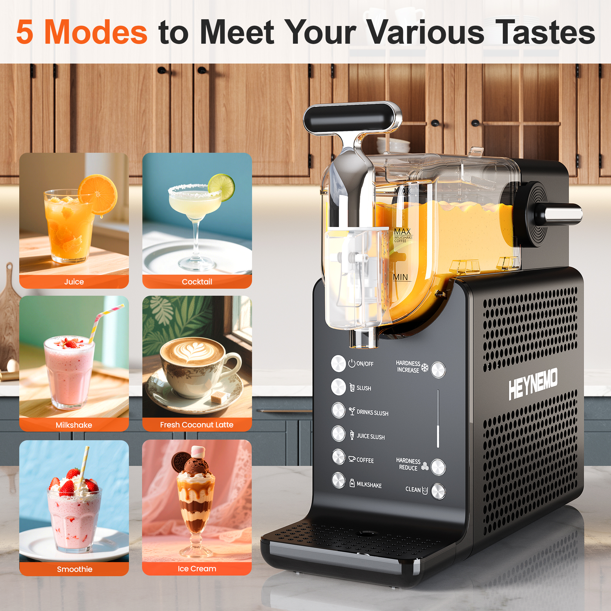 CozyHom Slushie Machine for Home: 68oz Single-Tank Frozen Drink Maker with Rapid Chill Technology, Self-Cleaning System & 5 Drink Modes, Keep Drinks Cold up to 12 Hours, ETL Certified, Black