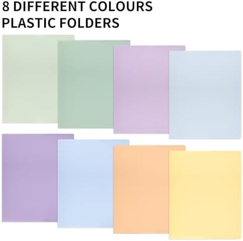 Quivanta 32pcs Plastic Folders with Pockets, Heavy Duty Pocket File Folders, 2 Pocket Folders with 2 Business Card Holder, 8 Colors, Letter Size, A4 Size, for Office School Filing Supplies
