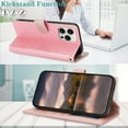 thumbnail image 3 of Allytechgroup for iPhone 14 Pro Max Flip Case, Slim Lightweight Non-Slip PU Leather TPU Shock-Absorbent Protective Case Cover With Lanyard Card Pocket RFID Blocking for Women Men, Pink, 3 of 11