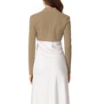 thumbnail image 3 of INSPIRE CHIC Women's Halloween Bolero Shrugs Long Sleeves Open Front Cotton Knit Crop Shrugs Deep Khaki S, 3 of 6