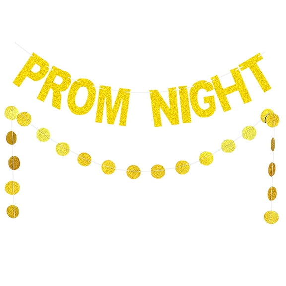Kuyiluo party banner 2pcs PROM NIGHT Wedding Glittery Hanging Banners Wedding Decorations (Golden)