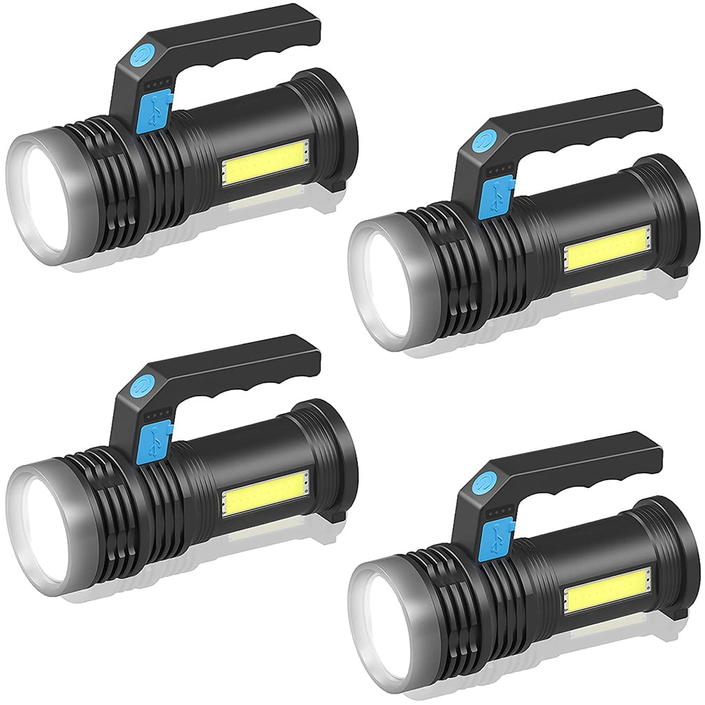 CZS Rechargeable Flashlights Handheld Led Flashlight Spotlight Flashlight,2000mAh High Lumen with 4 Modes,COB Side Searchlight (4 Pack)