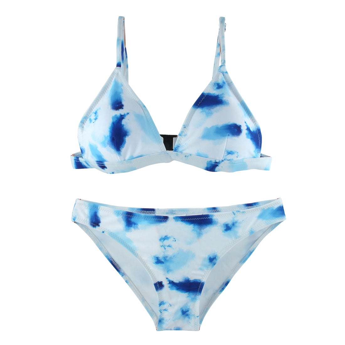 blue and white bikini set