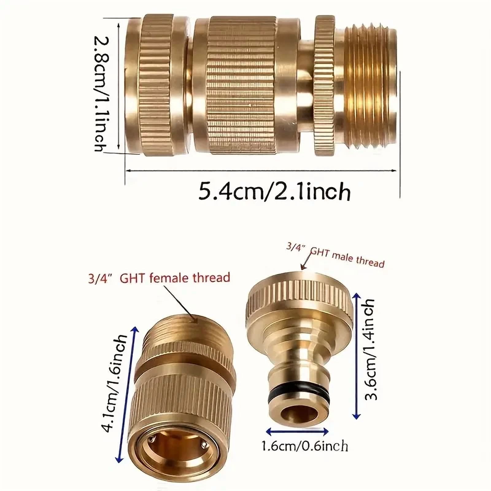 PURELY- Convenient Brass Quick Connect Garden Hose Fitting For Accessories, 2 Pack