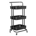 thumbnail image 2 of 3-Tier Rolling Utility Cart Storage Shelves Multifunction Storage Trolley Service Cart with Handles and Roller Wheels Easy Assembly for Home Bathroom, Kitchen, Office, Black/White, 2 of 9