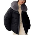 thumbnail image 6 of Women's Winter Coat Hooded Jacket Casual Solid Long SLeeve Fashion Loose Puffer Jackets, 6 of 6