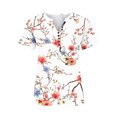 thumbnail image 4 of Rezuofi 2 Pcs Women Floral Print Henley Shirts Button Down V Neck Causal Tops Short Sleeve Tunic Blouses Dressy Ladies Outfits, 4 of 5