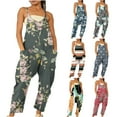 thumbnail image 2 of Xihbxyly Jumpsuits for Women, Women's Cotton Linen Loose Casual Sleeveless Adjustable Spaghetti Strap Long Jumpsuits Stretchy Wide Leg Rompers with Two Pockets Pallets, 2 of 6