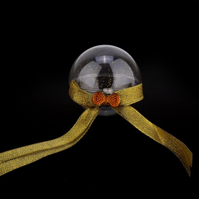 Dekaim Bola Transparente 5 Piezas Decoración de Regalo de Caramelo Caja Transparente Bola Colgante de Brillo navideño(Knot-Oro)