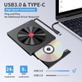 thumbnail image 3 of External CD/DVD Drive for Laptop, 6-in-1 USB 3.0 Slim DVD Player, CD ROM Burner, External Disk Drive, Compatible with Desktop Computers MacBook Windows Mac Linux Operating System, 3 of 7
